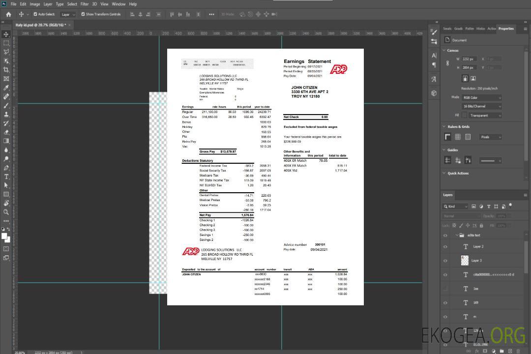 États-Unis ADP Business Statement des résultats de l'entreprise Excel PDF template